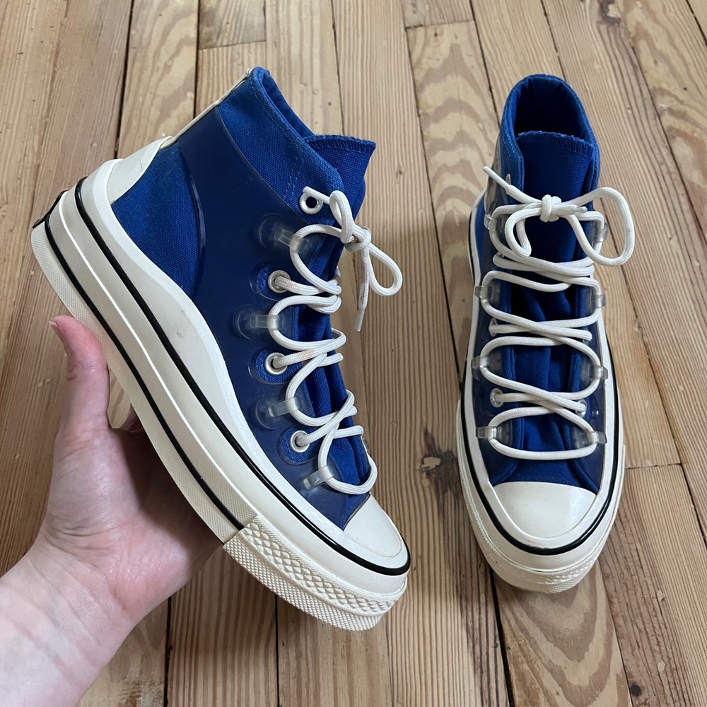 Converse Chuck 70 Utility Hi Blue Clear TPU Cage Platform Sneakers womens 7